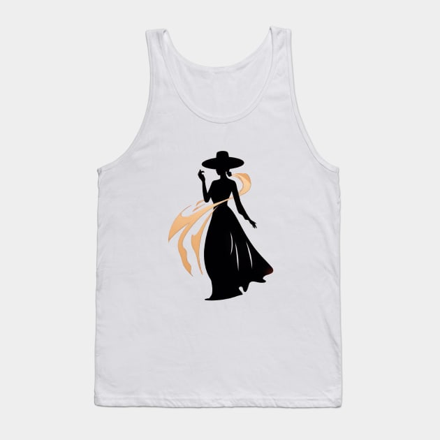 Elegance in Silhouette: The Lady In Black Tank Top by TooplesArt